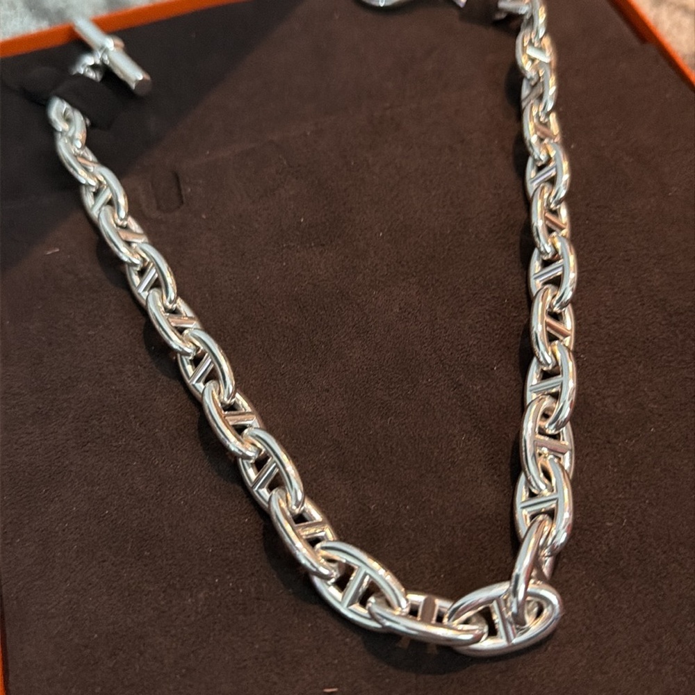 Rare Hermes Chaine d'ancre sterling silver necklace in large size
